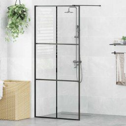 Paravan de dus walk-in negru 90x195 cm sticla ESG transparenta GartenMobel Dekor