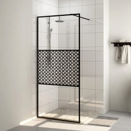 Paravan dus walk-in, negru, 100x195 cm, sticla ESG transparenta GartenMobel Dekor
