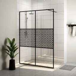 Paravan de dus walk-in negru 140x195 cm sticla ESG transparenta GartenMobel Dekor