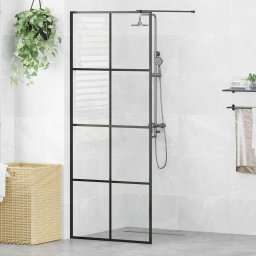 Paravan de dus walk-in negru 80x195 cm sticla ESG transparenta GartenMobel Dekor