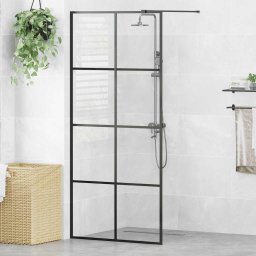 Paravan de dus walk-in negru 90x195 cm sticla ESG transparenta GartenMobel Dekor