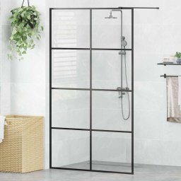 Paravan de dus walk-in negru 115x195 cm sticla ESG transparenta GartenMobel Dekor