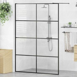 Paravan de dus walk-in negru 140x95 cm sticla ESG transparenta GartenMobel Dekor
