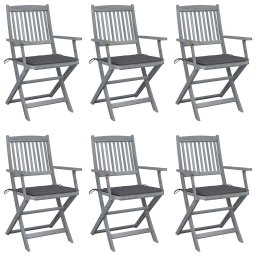 Scaune pliante de exterior cu perne 6 buc. lemn masiv de acacia GartenMobel Dekor