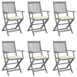 Scaune pliante de exterior cu perne 6 buc. lemn masiv de acacia GartenMobel Dekor