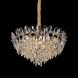 Candelabru din cristal CC8896 auriu lucios, 60 cm, 11xE14, înaltime reglabila