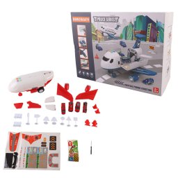 Avion de pompieri pentru copii Leziter, cu 4 masini, lumini si sunete