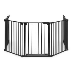 Balustrada de siguranta pliabila pentru copii si animale, 5 panouri, metal negru, 60 cm