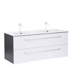 Masca baie suspendata Leziter Vario Clam 120 cu lavoar dublu, antracit-alb