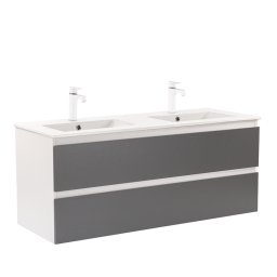 Masca baie suspendata Leziter Vario Forte 120 cu lavoar dublu, alb-antracit