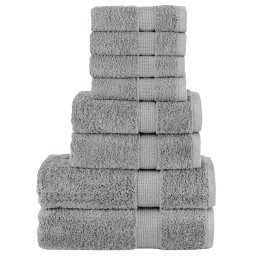 Set de prosoape premium SOLUND, 8 piese, gri, 600 g/m² GartenMobel Dekor