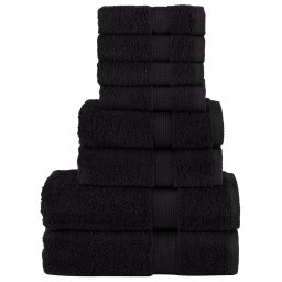 Set de prosoape premium SOLUND, 8 piese, negru, 600 g/m² GartenMobel Dekor