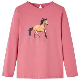 Tricou pentru copii cu maneci lungi, roz antichizat, 116 GartenMobel Dekor