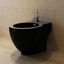 Bideu rotund pe pardoseala, negru, ceramica calitate superioara GartenMobel Dekor