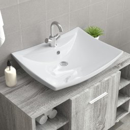 Chiuveta dreptunghiulara cu preaplin & gaura robinet, ceramica GartenMobel Dekor