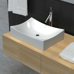 Chiuveta ceramica portelan pt. baie, design artistic, alb extralucios GartenMobel Dekor