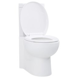 Vas toaleta din ceramica, WC baie de colt, alb GartenMobel Dekor