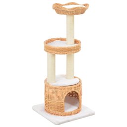Ansamblu pentru pisici cu stalp funie sisal, lemn de salcie GartenMobel Dekor