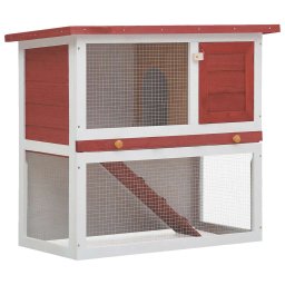 Cusca de iepuri pentru exterior, 1 usa, rosu, lemn GartenMobel Dekor
