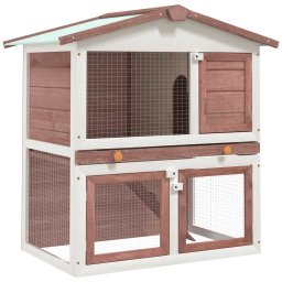 Cusca de iepuri pentru exterior, 3 usi, maro, lemn GartenMobel Dekor