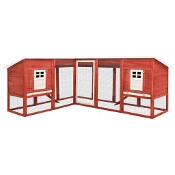 Cusca iepuri exterior, spatiu de joaca, rosu/alb, lemn de brad GartenMobel Dekor