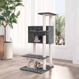 Ansamblu pisici, stalpi din funie sisal, gri închis, 108,5 cm GartenMobel Dekor