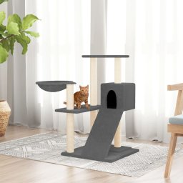 Ansamblu pisici cu stalpi din funie sisal, gri închis, 82 cm GartenMobel Dekor