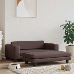 Pat pentru caini cu extensie, maro, 100x50x30 cm, piele eco GartenMobel Dekor
