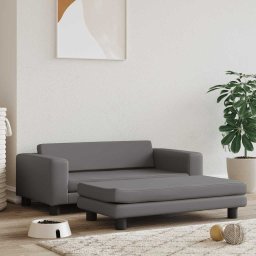 Pat pentru caini cu extensie, gri, 100x50x30 cm, piele eco GartenMobel Dekor