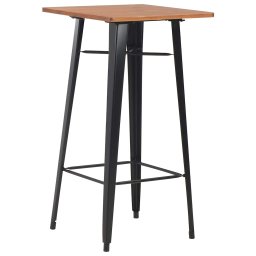 Masa de bar, negru, 60x60x108 cm, otel si lemn masiv de pin GartenMobel Dekor