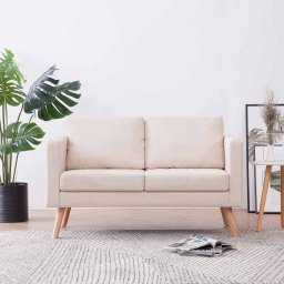 Canapea cu 2 locuri, crem, material textil GartenMobel Dekor