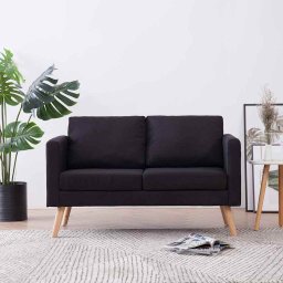 Canapea cu 2 locuri, negru, material textil GartenMobel Dekor