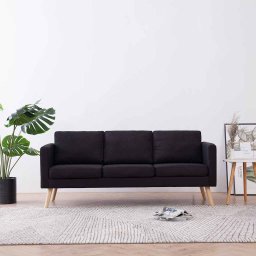 Canapea cu 3 locuri, negru, material textil GartenMobel Dekor