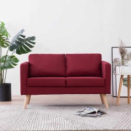 Canapea cu 2 locuri, rosu, material textil GartenMobel Dekor