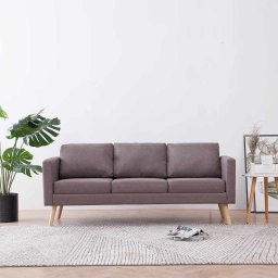 Canapea cu 3 locuri, gri taupe, material textil GartenMobel Dekor
