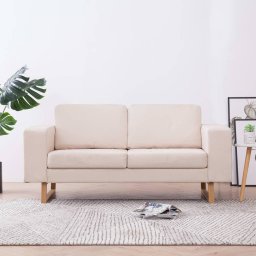 Canapea cu 2 locuri, crem, material textil GartenMobel Dekor