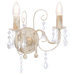 Lampa de perete cu margele, alb antichizat, 2 becuri x E14 GartenMobel Dekor