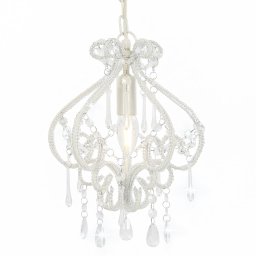 Candelabru cu margele, alb, rotund, E14 GartenMobel Dekor