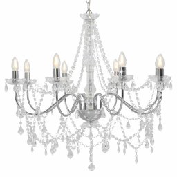 Candelabru cu margele, argintiu, 8 becuri E14 GartenMobel Dekor