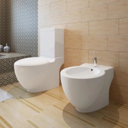 Set de toaleta & bideu, alb, ceramica GartenMobel Dekor