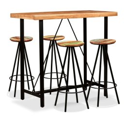 Set mobilier bar, 5 piese, lemn masiv acacia si lemn reciclat GartenMobel Dekor