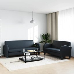 Set canapea 2 buc. Piele artificiala Negru GartenMobel Dekor
