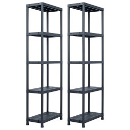 Rafturi de depozitare 2 buc. negru 60x30x180 cm plastic 125 kg GartenMobel Dekor