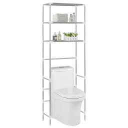 Etajera peste toaleta, cu 3 polite, argintiu, 53x28x169 cm GartenMobel Dekor