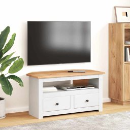 Comoda TV de colt alb 93x49x49 cm lemn masiv pin gama Panama GartenMobel Dekor