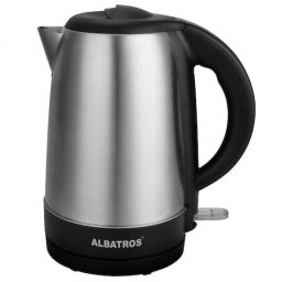 Fierbator Albatros Aquasteel, 2200 W, 1.7 L, Utilizare fara fir, Oprire Automata, Rotire la 360°C, Filtru impuritati, Baza detasabila, Inox