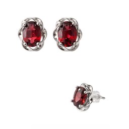 Cercei Granat Oval Fatetat 9x8x15 mm Argint 925 Pentru Stil Elegant – 1 Pereche