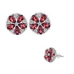 Cercei Granat Picatura Fatetat 12x12x14 mm Fatetat Argint 925 – Pereche