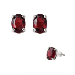 Cercei Granat Oval Fatetat 7x5x15 mm Argint 925 Pentru Tinute Fine – 1 Pereche
