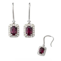 Cercei Granat Oval Fatetat 23x7x10 mm Argint 925 Pentru Evenimente – 1 Pereche